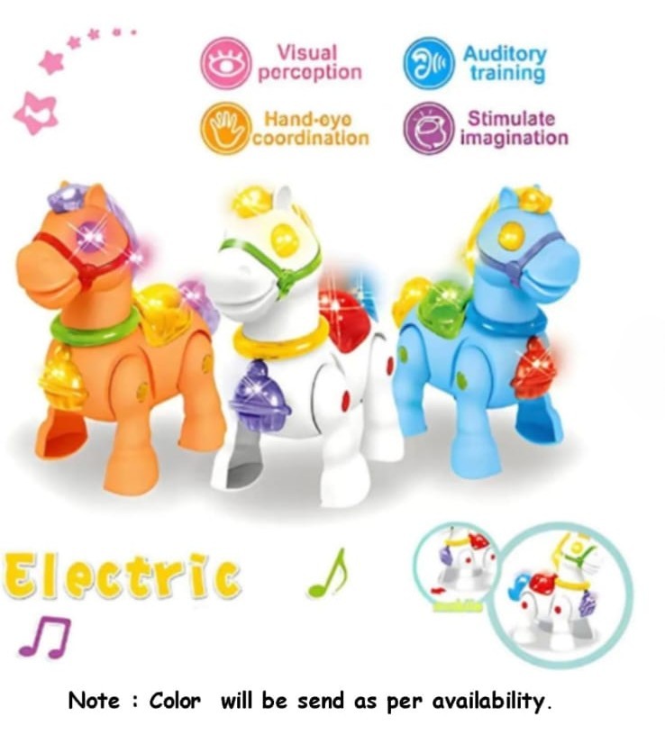 Electric Walking Pony Toy with Lights, Music & Movement โ Colorful Interactive Horse for Kids