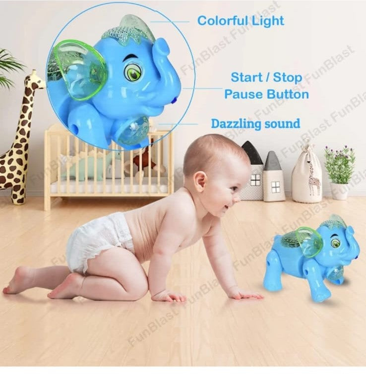 Musical Elephant Toy with Lights, Sounds – Fun Crawling Companion for Kids