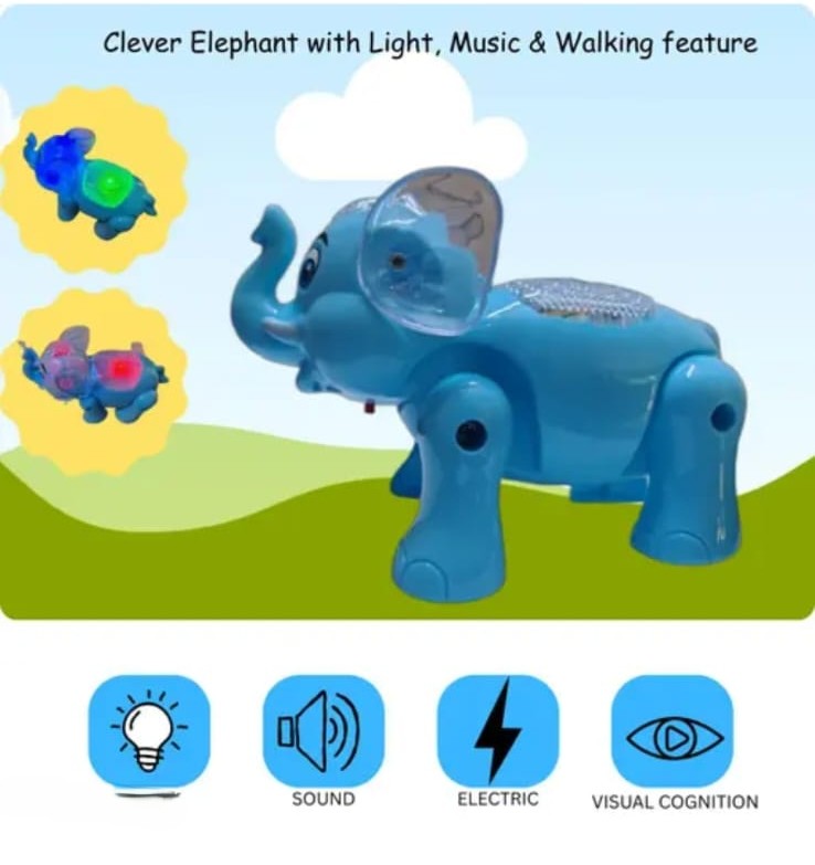 Musical Elephant Toy with Lights, Sounds – Fun Crawling Companion for Kids