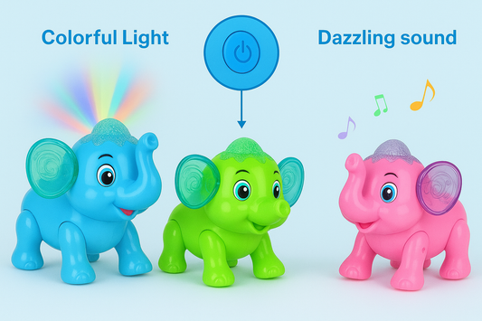 Musical Elephant Toy with Lights, Sounds – Fun Crawling Companion for Kids